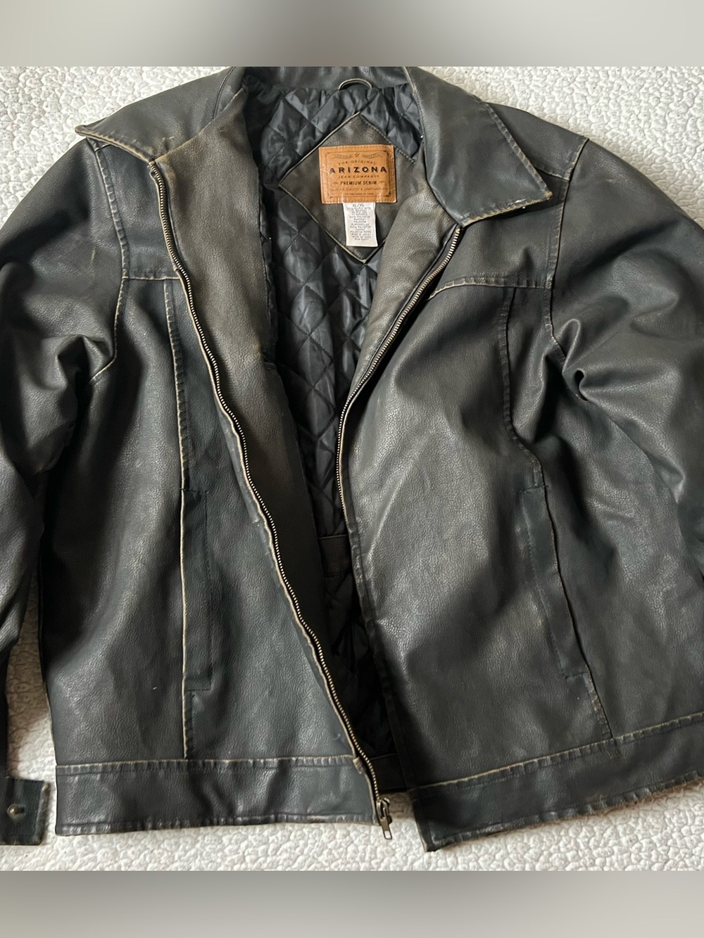 Arizona Jean Company Black Quilted-Lined Leather Bomber Jacket